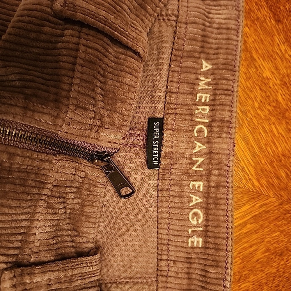 American Eagle Women's Corduroy Mini Skirt Taupe Size 4 Zipper Front - Picture 4 of 6